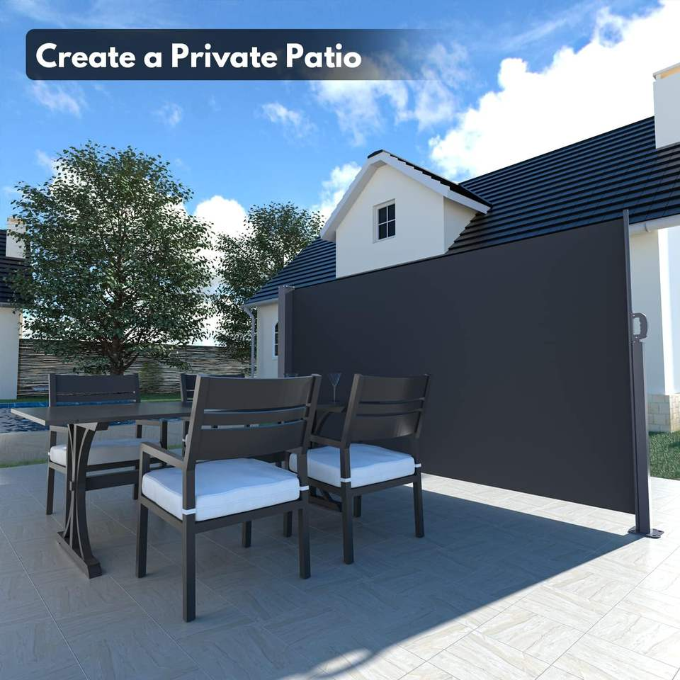 Uplion Manual Retractable Garden Side Awning Steel Aluminum Windproof Patio Awning for Outdoor