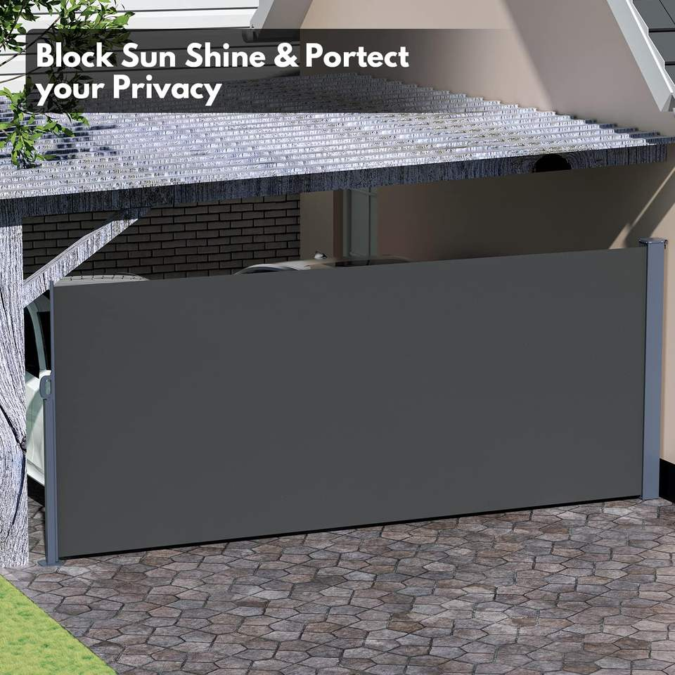 Uplion Manual Retractable Garden Side Awning Steel Aluminum Windproof Patio Awning for Outdoor