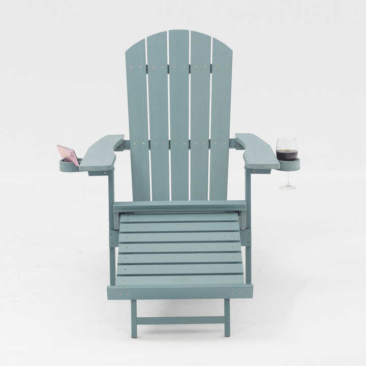 Uplion Wholesale Modern Adirondack Chair Plastic Wood Design With Cup Holder for Outdoor Garden Backyard Hotels