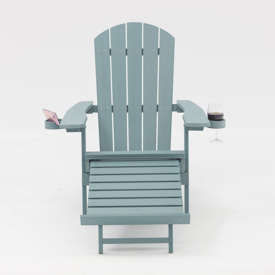 Uplion Wholesale Modern Adirondack Chair Plastic Wood Design With Cup Holder for Outdoor Garden Backyard Hotels
