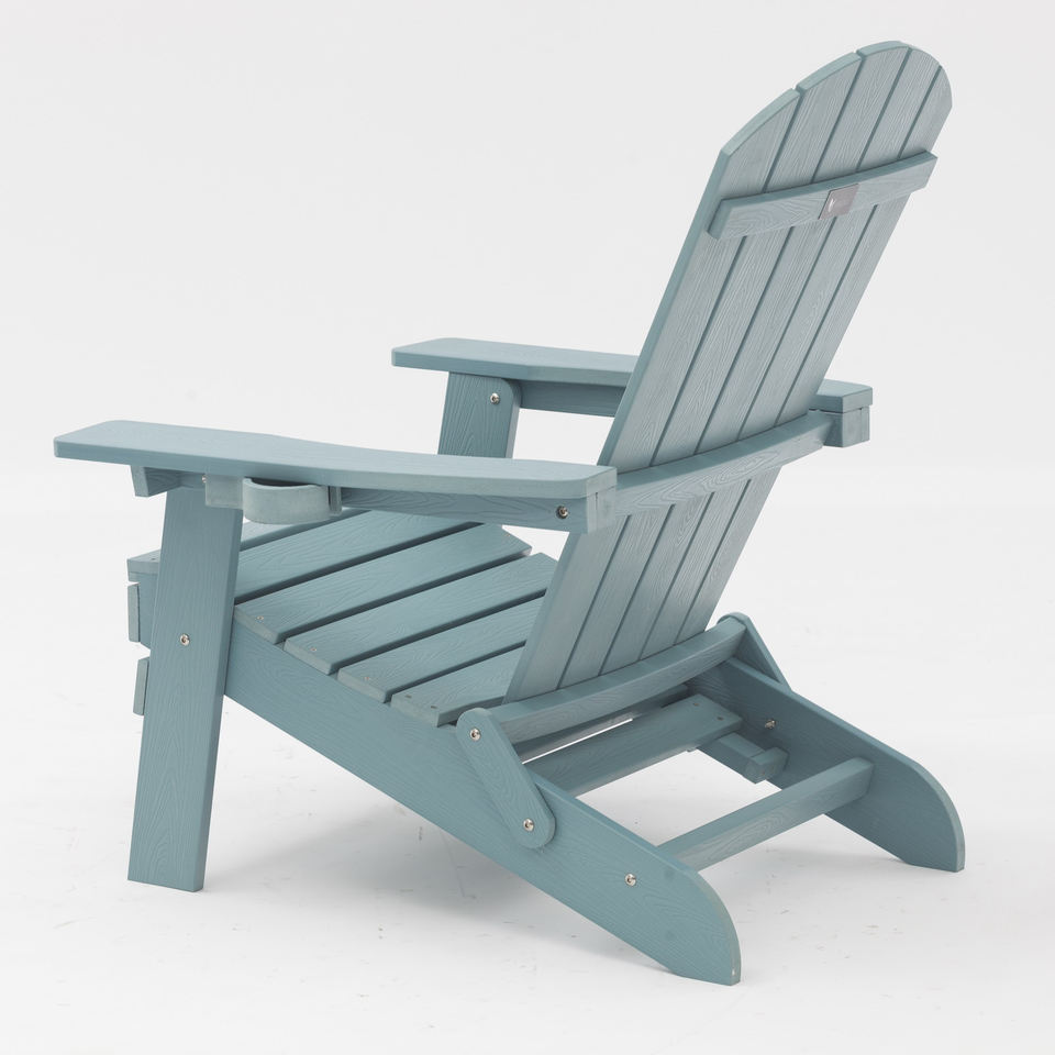 Uplion Wholesale Modern Adirondack Chair Plastic Wood Design With Cup Holder for Outdoor Garden Backyard Hotels