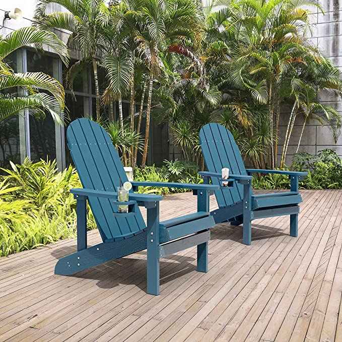 Uplion Wholesale Classic Folding Patio Adirondack Chairs Plastic Wood Waterproof Outdoor Chair for Garden Beach Courtyard