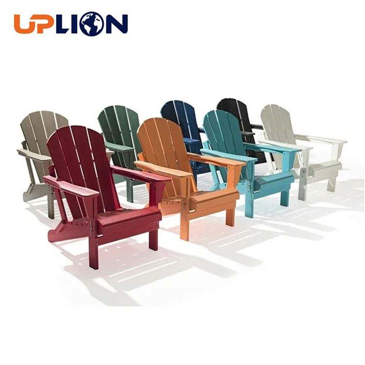 Uplion Wholesale Classic Folding Patio Adirondack Chairs Plastic Wood Waterproof Outdoor Chair for Garden Beach Courtyard