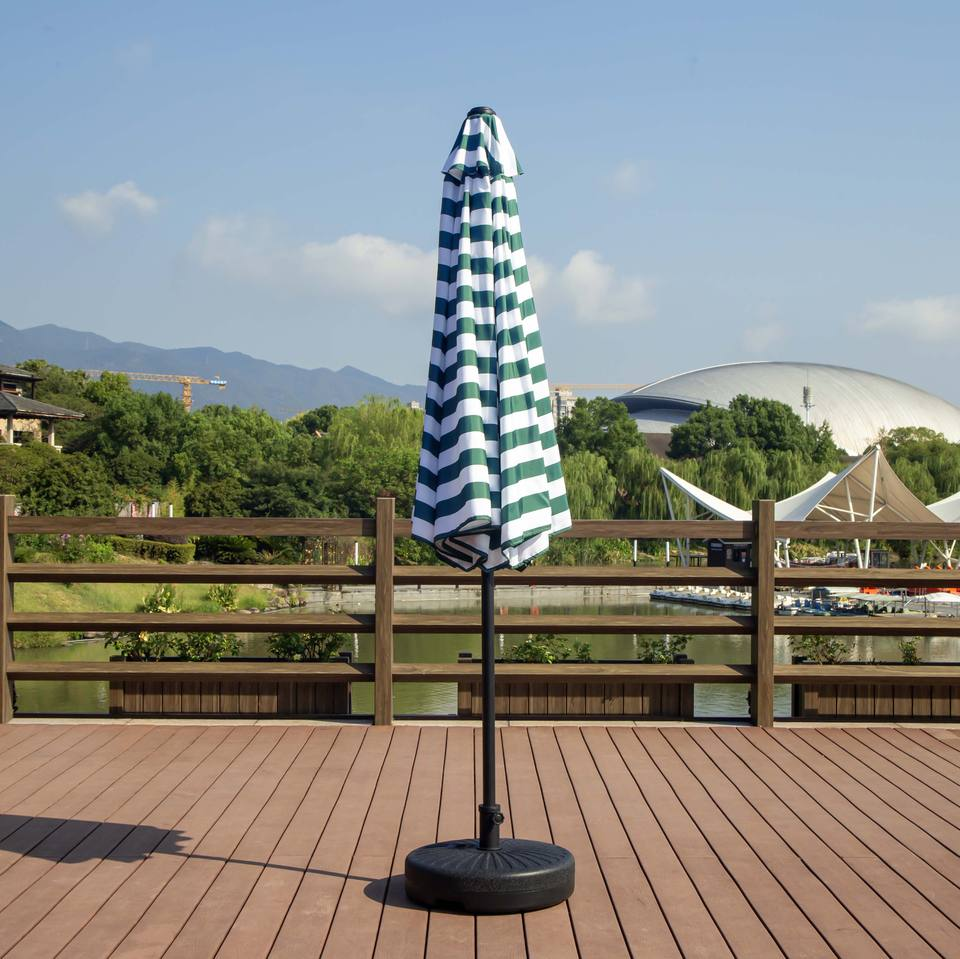 Uplion 10FT Round Stripe Patio Umbrella Outdoor Market Table Umbrella Sunshade Garden Umbrella Waterproof Parasol