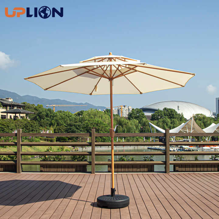 Uplion 10FT Double Roof Patio Umbrella Outdoor Market Table Umbrella Garden Sunshade Umbrella Waterproof Parasol