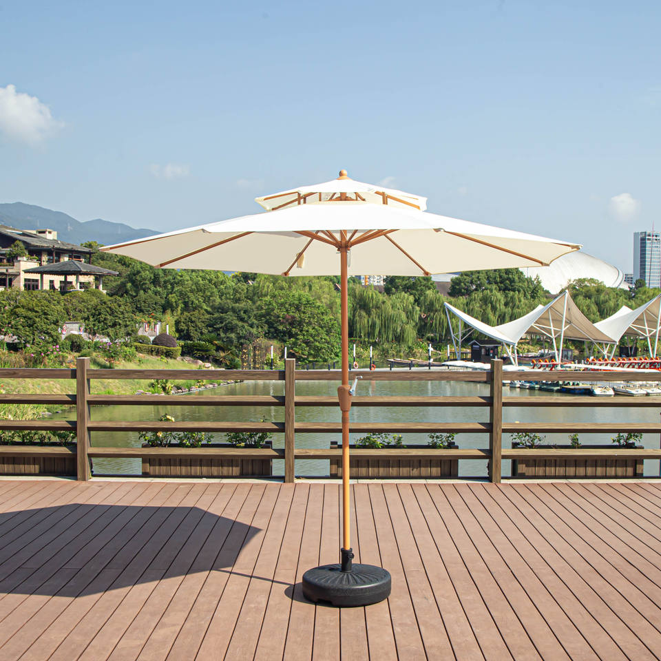 Uplion 10FT Double Roof Patio Umbrella Outdoor Market Table Umbrella Garden Sunshade Umbrella Waterproof Parasol