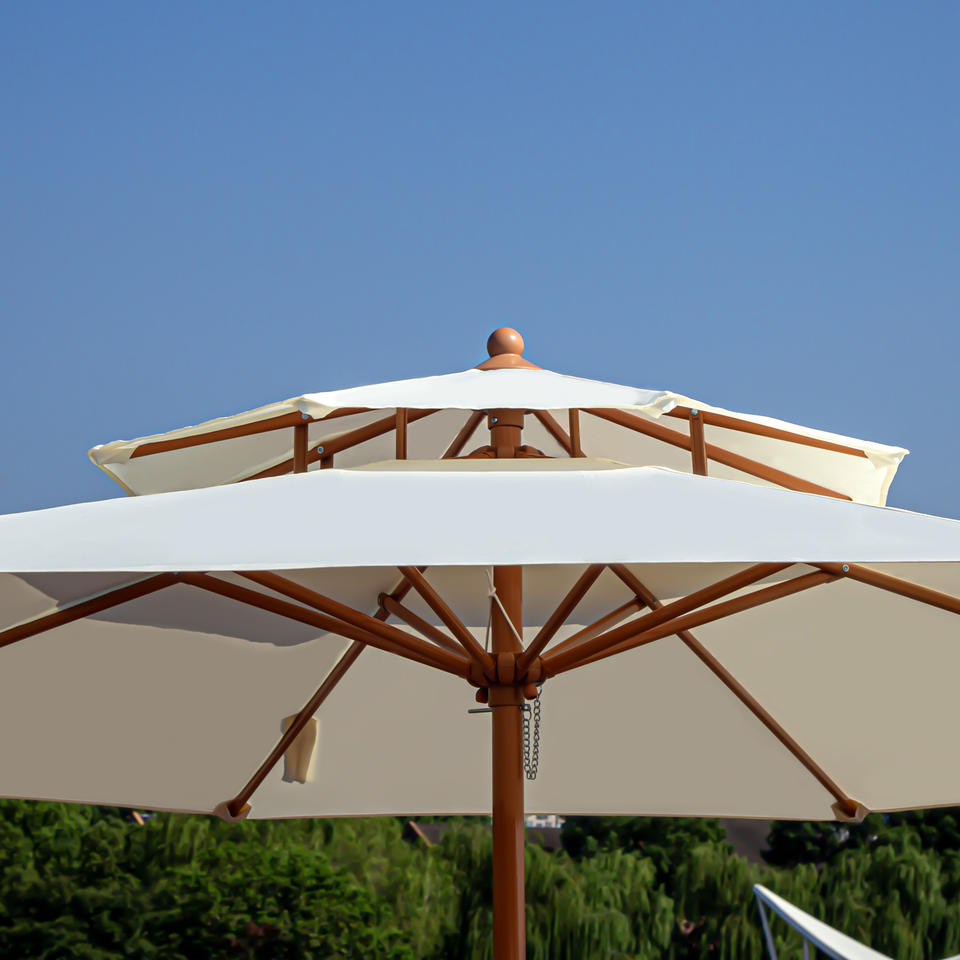 Uplion 10FT Double Roof Patio Umbrella Outdoor Market Table Umbrella Garden Sunshade Umbrella Waterproof Parasol