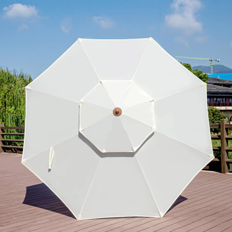 Uplion 10FT Double Roof Patio Umbrella Outdoor Market Table Umbrella Garden Sunshade Umbrella Waterproof Parasol