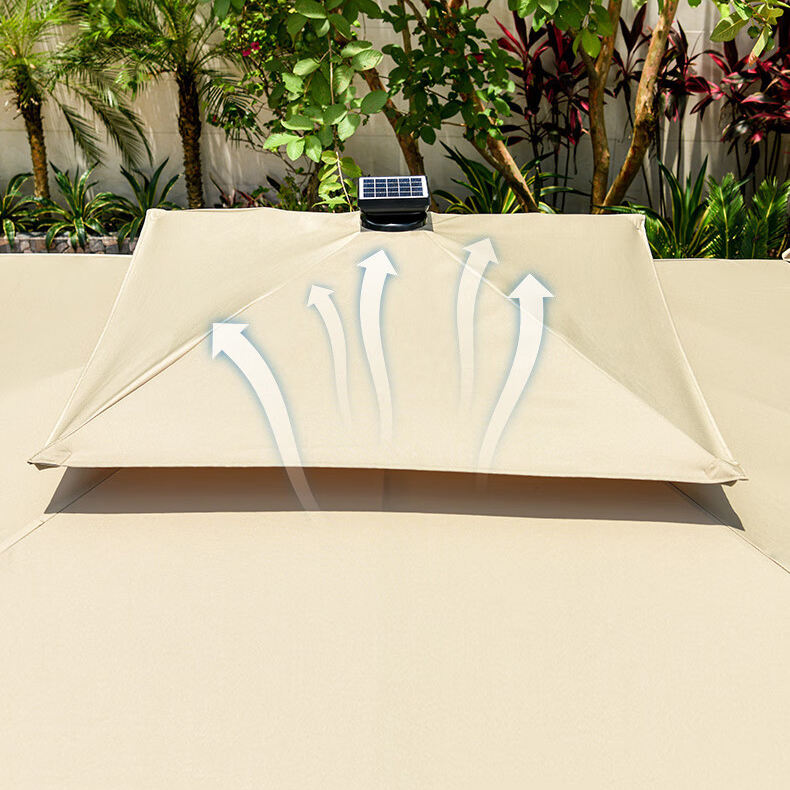 Uplion Aluminum LED Lights Garden Umbrella Outdoor Waterproof Large Cantilever Umbrella Solar Panel Patio Parasol Umbrella