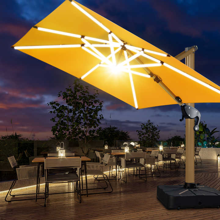 Modern Large Aluminum Outdoor Sun LED Light Garden Parasol Roman Umbrella for Backyard Pool