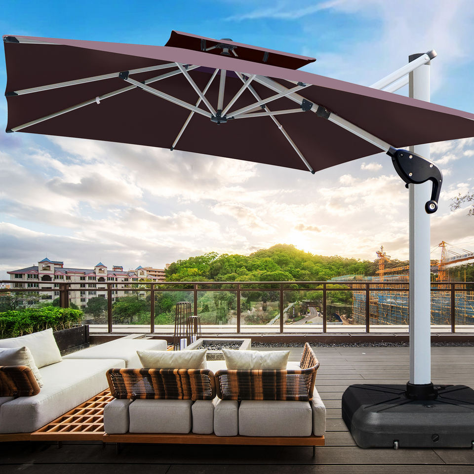 Modern Large Aluminum Outdoor Sun LED Light Garden Parasol Roman Umbrella for Backyard Pool