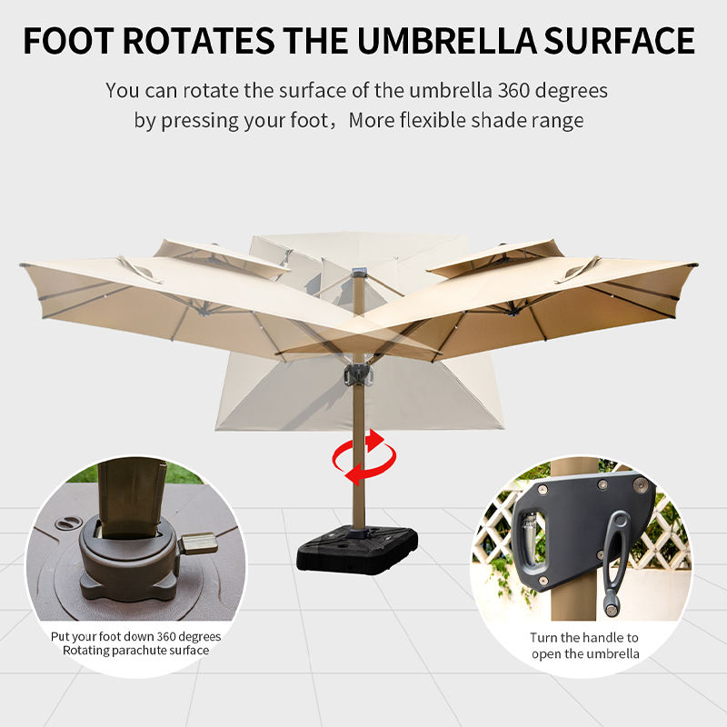 Modern Large Aluminum Outdoor Sun LED Light Garden Parasol Roman Umbrella for Backyard Pool