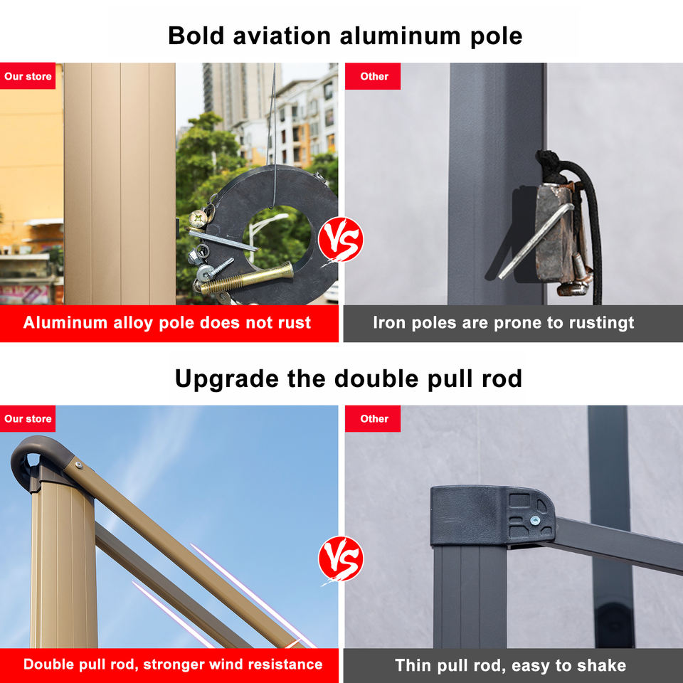 Modern Large Aluminum Outdoor Sun LED Light Garden Parasol Roman Umbrella for Backyard Pool