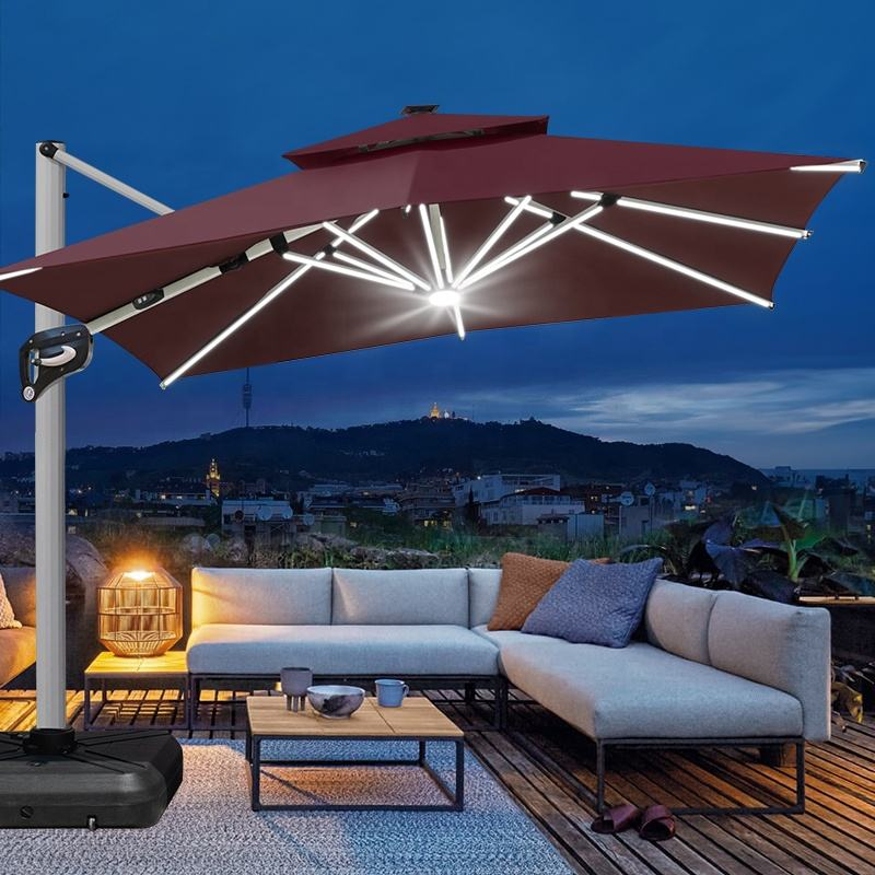 Heavy Duty Luxury Aluminum Frame Patio Umbrella Factory Wholesale for Garden Park Hotel Outdoor Use