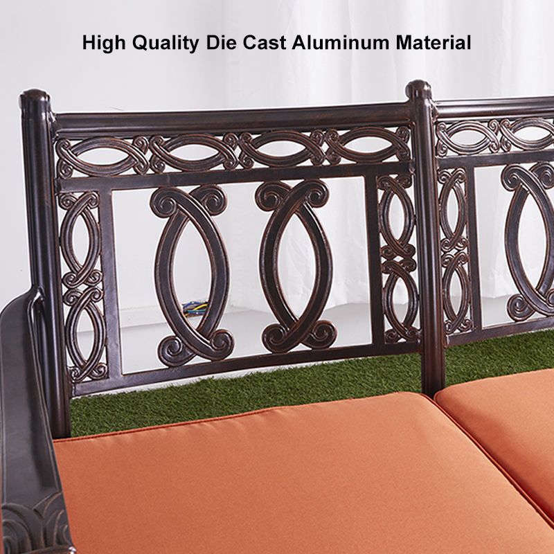 Traditional High Quality Cast Aluminum Waterproof Sunproof Leisure Villa Balcony Furniture Set Garden Sofa with Cushions
