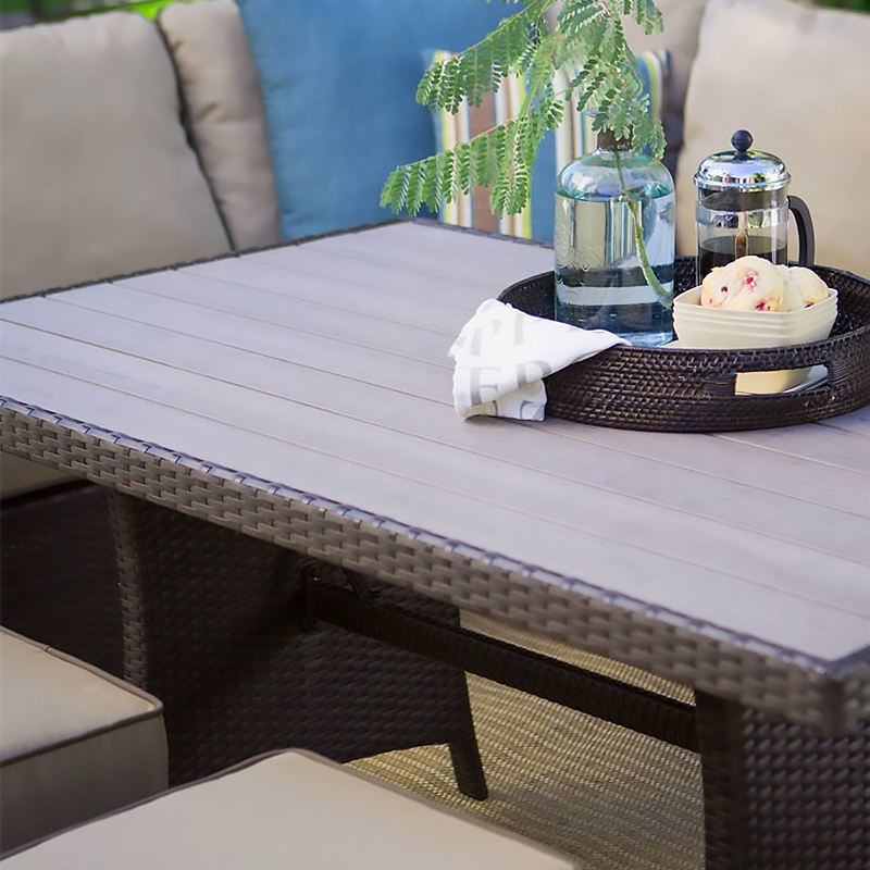 L Shape Corner Sofa Set Wicker Lounger Chair Outdoor Backyard PE Rattan Sofa Set