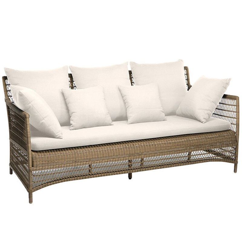 Popular Pastoral Style Outdoor Pe Rattan Sofo Courtyard Weaved Rope Couch Resort Hotel Restaurant Sofa Furniture Set