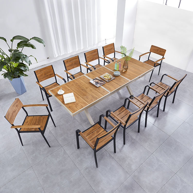 Modern Outdoor Garden Furniture Black Frame Restaurant Chair Arm Stackable Dining Room Chairs