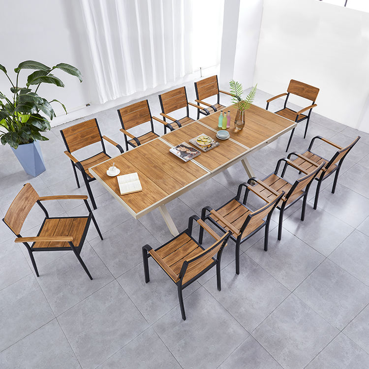 Modern Outdoor Garden Furniture Black Frame Restaurant Chair Arm Stackable Dining Room Chairs