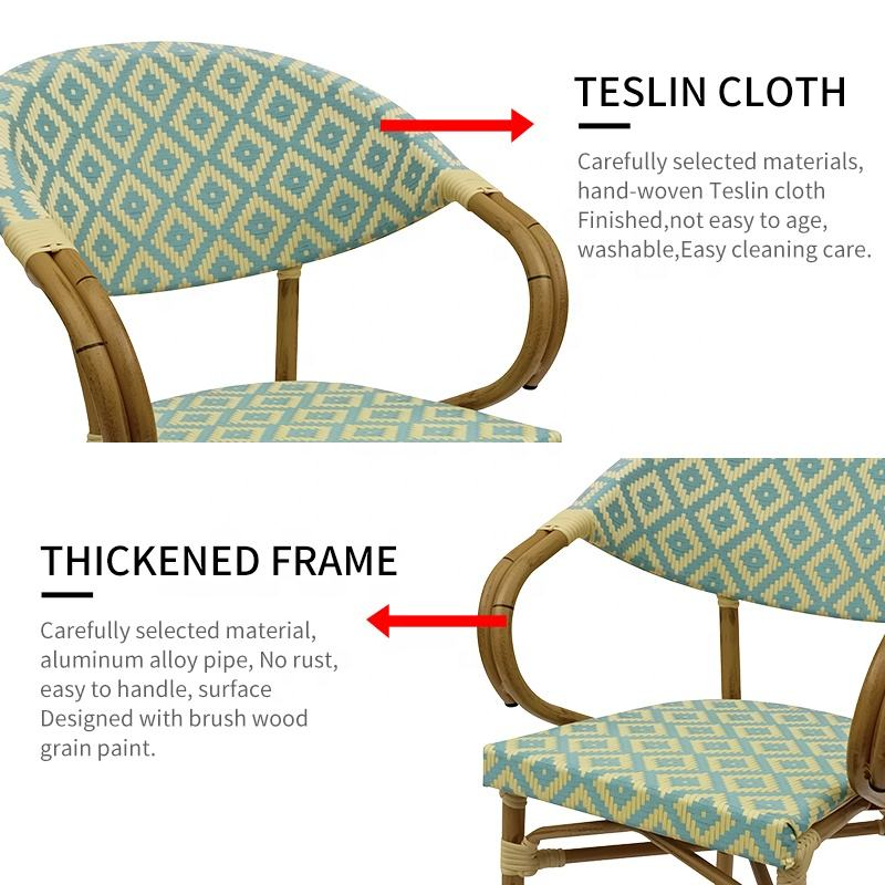 Factory Wholesale Price Rattan Chairs Outdoor French Bistro Cafe Chair Tavern Restaurant Dining Street Plastic Rattan Chairs