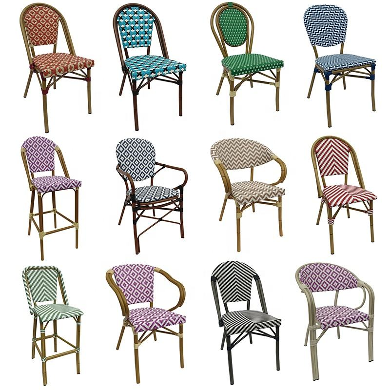 Factory Wholesale Price Rattan Chairs Outdoor French Bistro Cafe Chair Tavern Restaurant Dining Street Plastic Rattan Chairs