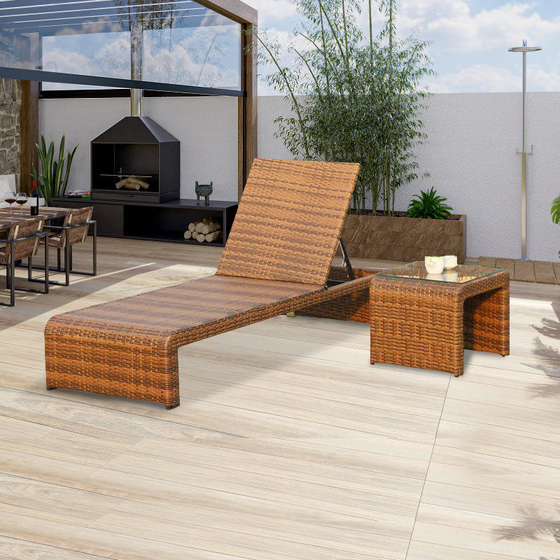 Wholesale Cheap Wicker Rattan Outdoor Garden Beach Sun Lounger All-Weather Hotel Villa Pool Lounge Chair With Wheel