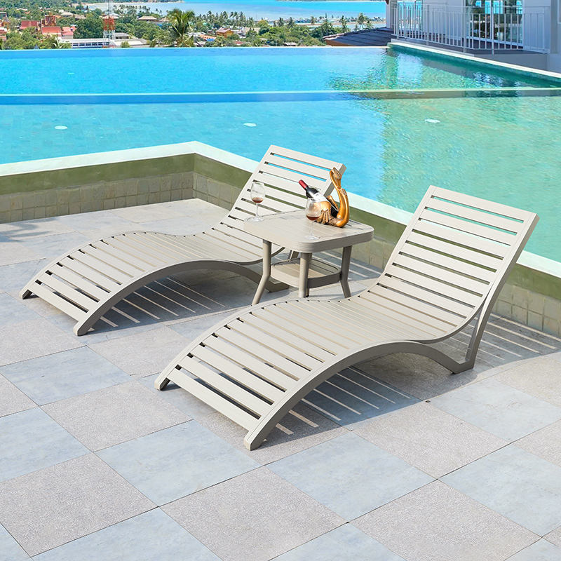 Outdoor Commercial Beach Reclining Chair Sun Bed Garden Pool Aluminium Chaise Sun Lounger