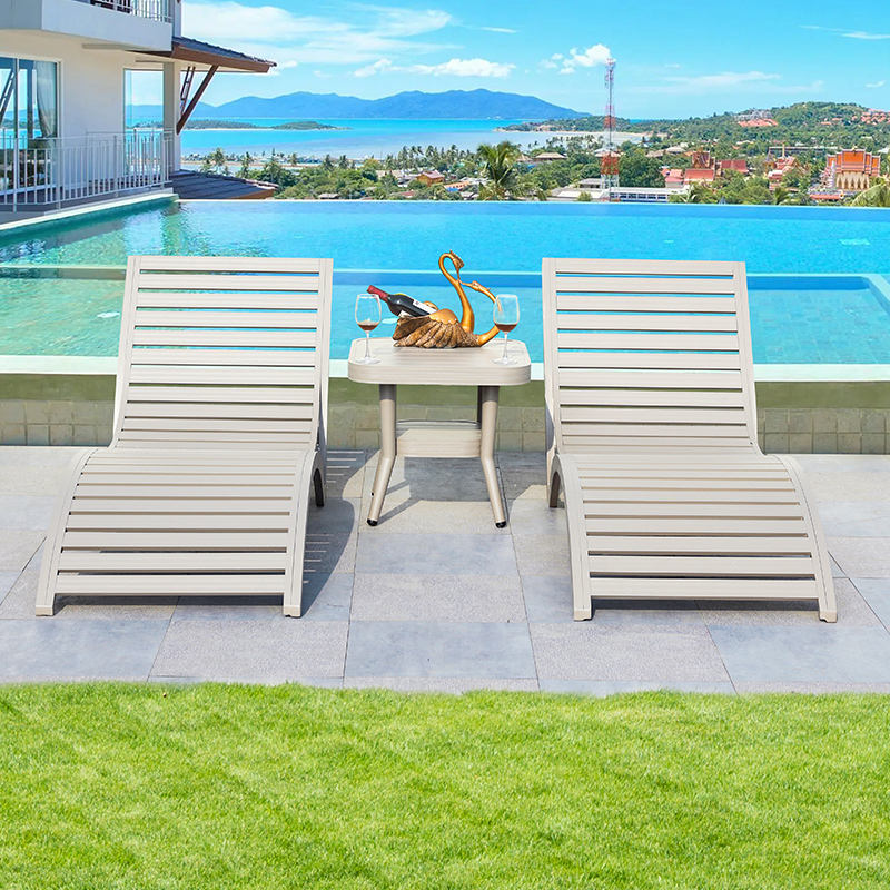 Outdoor Commercial Beach Reclining Chair Sun Bed Garden Pool Aluminium Chaise Sun Lounger