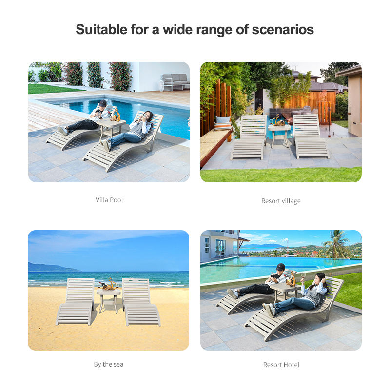 Outdoor Commercial Beach Reclining Chair Sun Bed Garden Pool Aluminium Chaise Sun Lounger