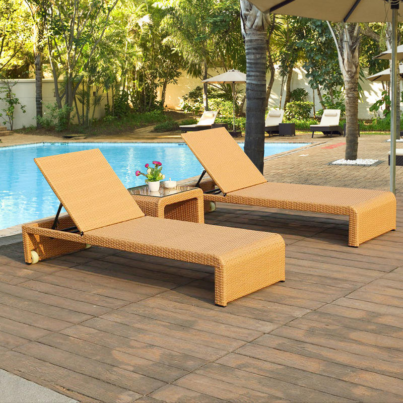 Hot Sale Minimalist Style Pe Rattan Metal Frame Adjustable Backrest Waterproof Pool Sun Lounger Chairs