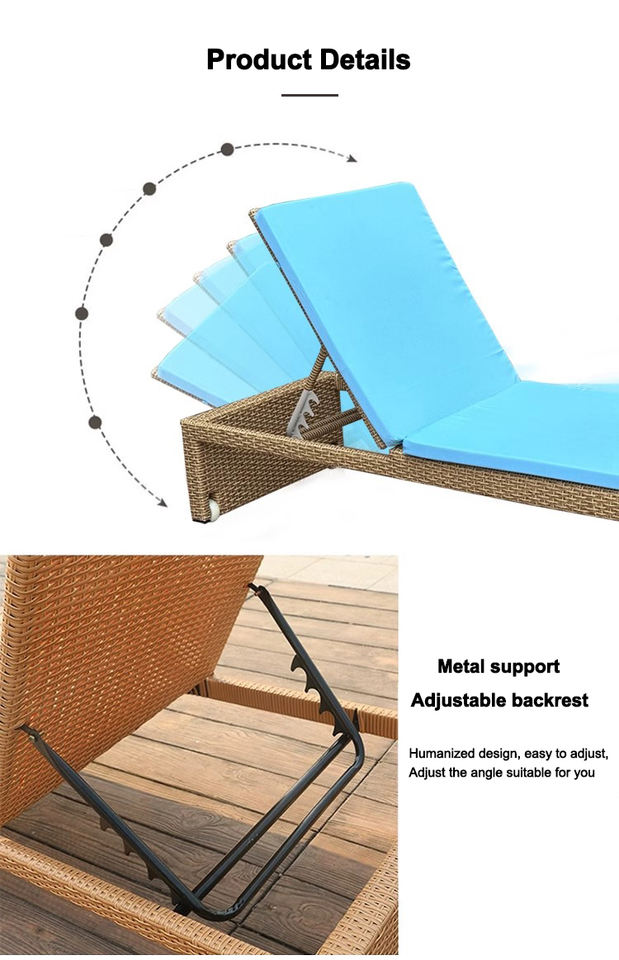 Hot Sale Minimalist Style Pe Rattan Metal Frame Adjustable Backrest Waterproof Pool Sun Lounger Chairs