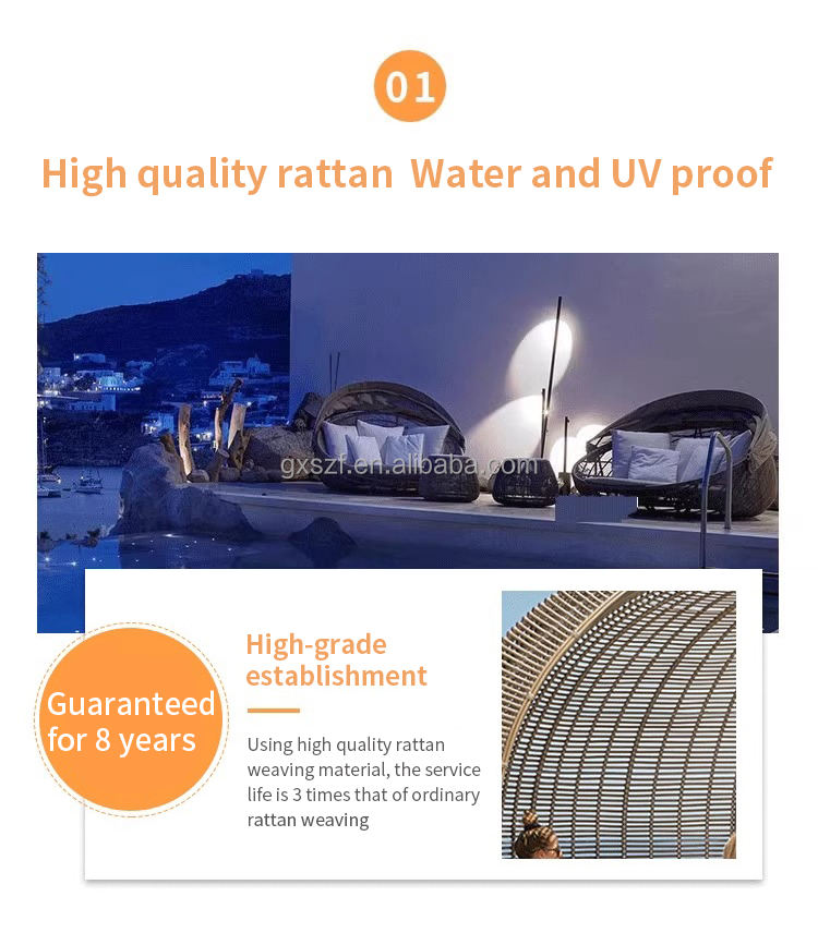 Modern Rattan Chair Aluminum Pool Chair Outdoor Sunbed Rattan Daybed Garden Sun Lounger Wicker Daybed for Sale