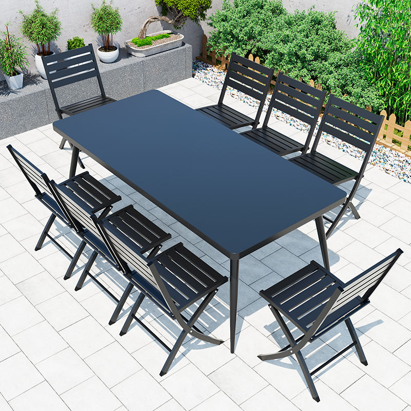 Modern Outdoor Black Waterproof Patio Foldable Table and Chairs Set for Backyard Courtyard