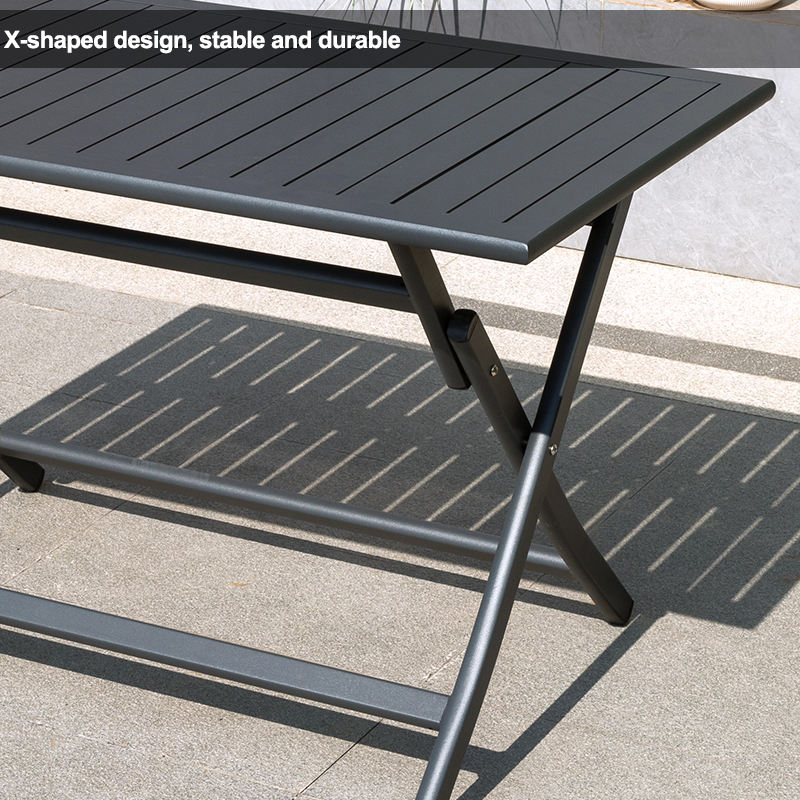 Modern Outdoor Black Waterproof Patio Foldable Table and Chairs Set for Backyard Courtyard