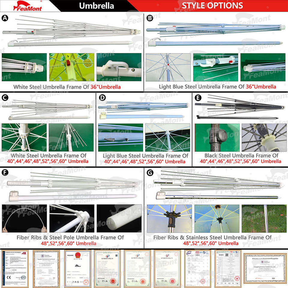FEAMONT High Quality UV Proof Sun Parasol Large Size Portable Beach Umbrella Wholesale