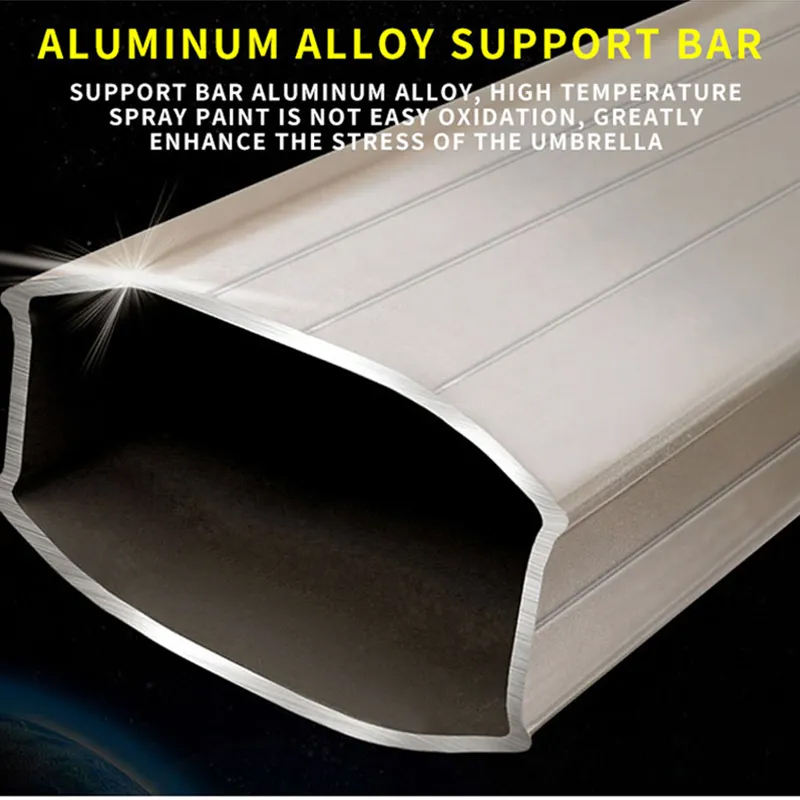 FEAMONT Good Quality Aluminum Dia.3M Round Outdoor Solar Led Rome Parasol Patio Umbrella With Adjustable Turning Base