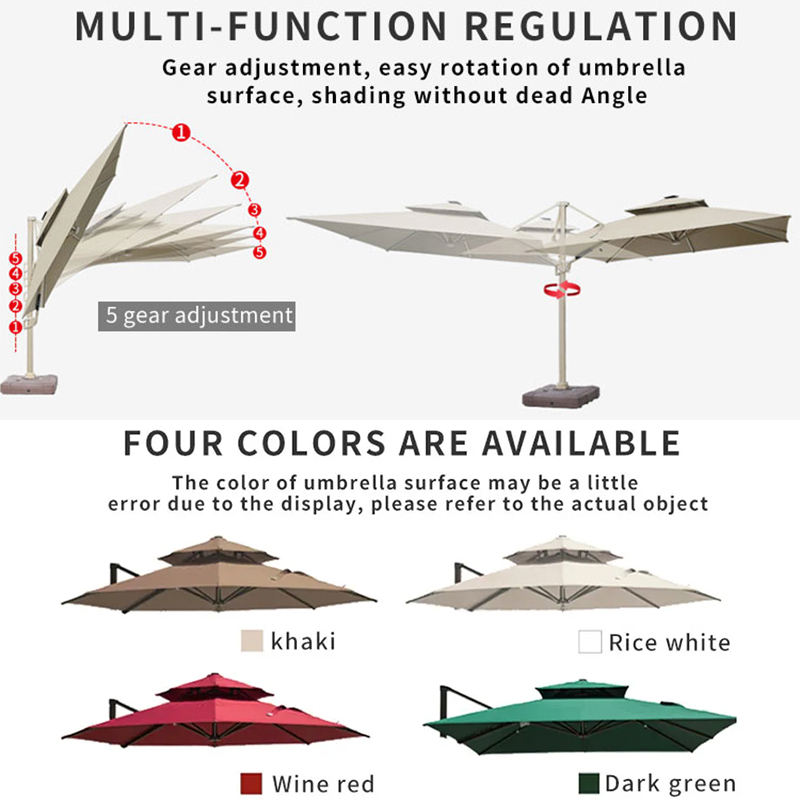 FEAMONT Good Quality Aluminum Dia.3M Round Outdoor Solar Led Rome Parasol Patio Umbrella With Adjustable Turning Base