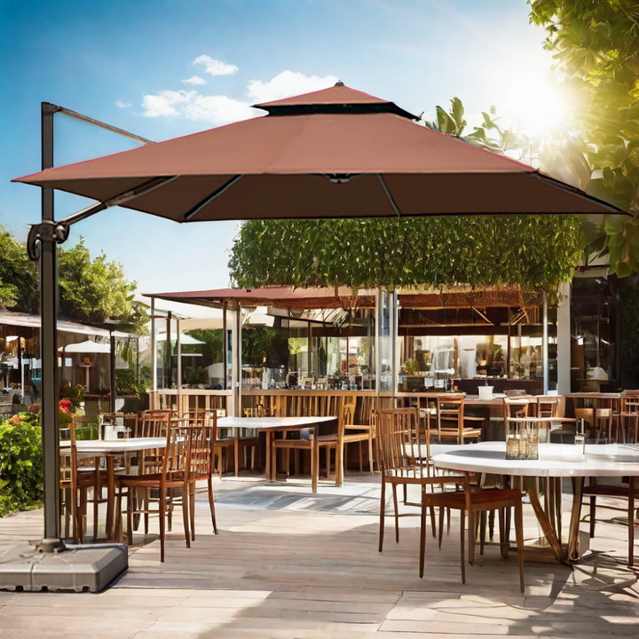 FEAMONT Large Commercial Beach Umbrella Luxury Outdoor Parasol for Garden Patio Restaurant Cafe Hotel Big Size Garden Parasol