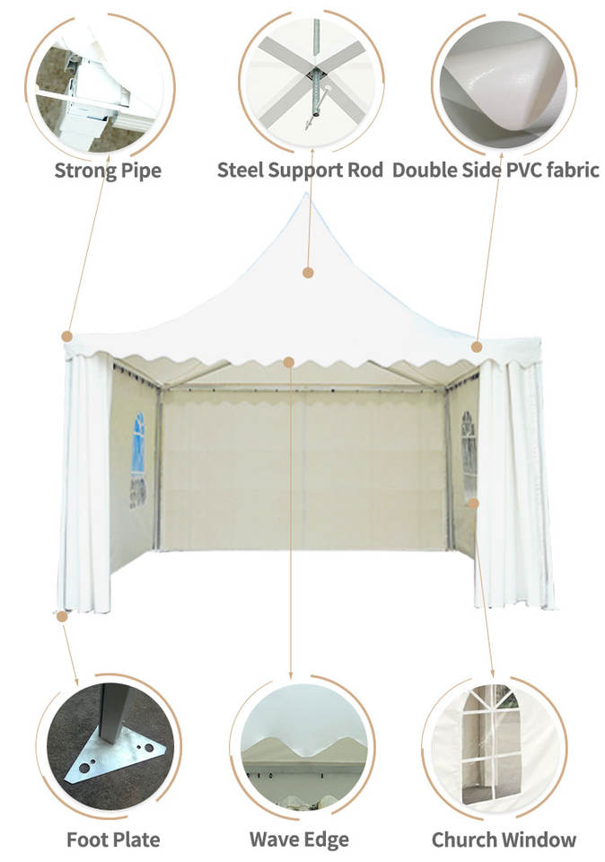 FEAMONT New Designed Pink Pagoda Tent With Stretch Fabric for Birthday Party Decor Christening and Baby Shower Events