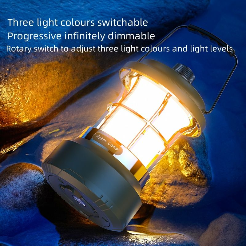 Retro LED 15M Camping String Light, Rechargeable Waterproof Hanging Light, Extra Long String Light for Outdoor Camping