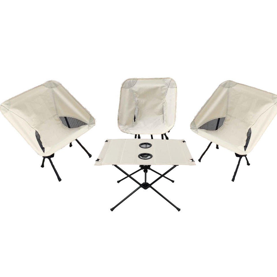 Hot Sale Outdoor Lightweight Folding Beach Picnic Camping Tables and Moon Chairs Set Wholesale