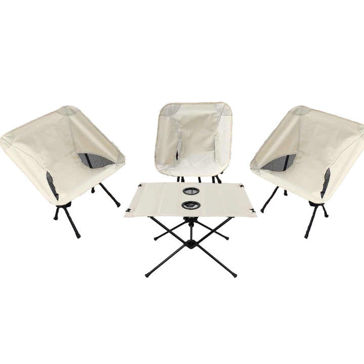 Hot Sale Outdoor Lightweight Folding Beach Picnic Camping Tables and Moon Chairs Set Wholesale