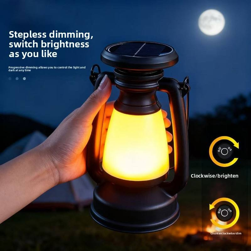 Solar Powered Lithium-Ion Battery Remote Control Outdoor Camping Lamp-Portable Emergency & Decorative Ambient Light