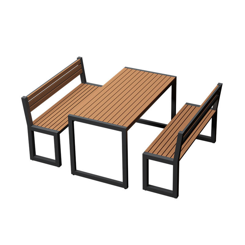 Stylish Garden Terrace Furniture Set With Plastic Wood Table and Metal Frame Chairs for Outdoor Garden Table Chair