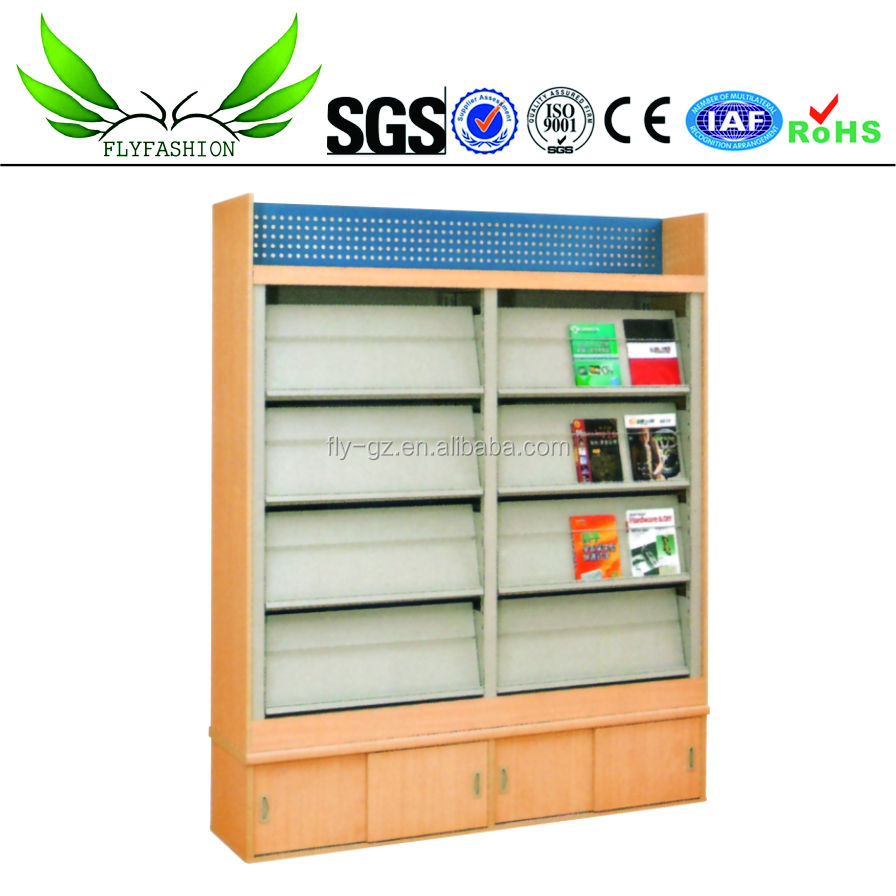Metal School Library Furniture Double Sided Steel Bookcase Library Bookshelf