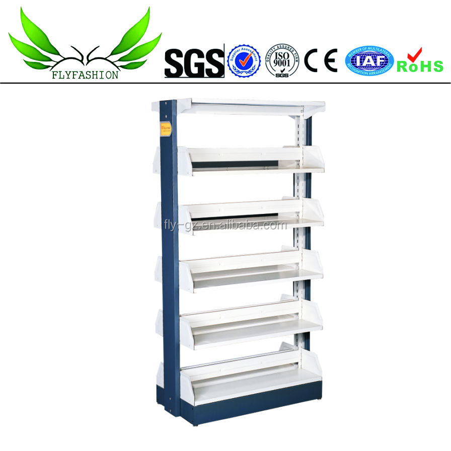 Metal School Library Furniture Double Sided Steel Bookcase Library Bookshelf