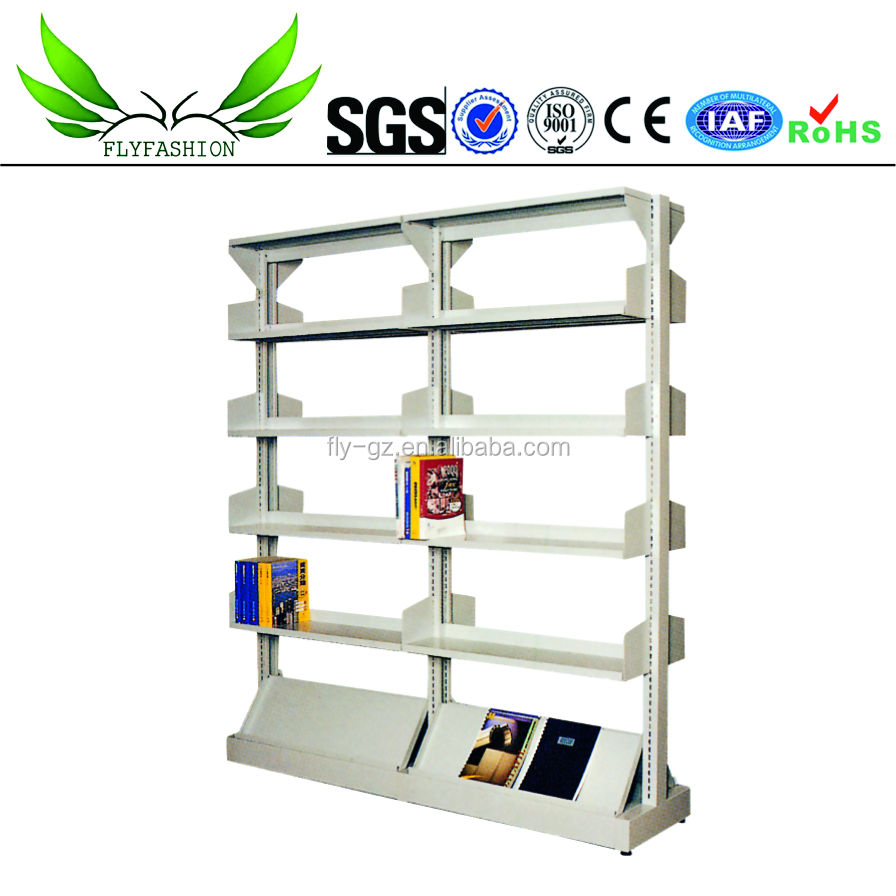 Metal School Library Furniture Double Sided Steel Bookcase Library Bookshelf