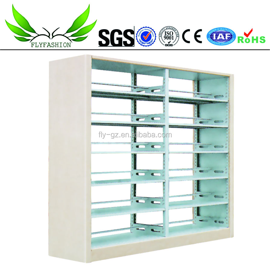 Metal School Library Furniture Double Sided Steel Bookcase Library Bookshelf