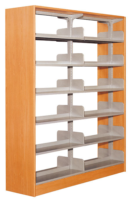Simple Design Wooden Bookcase Display Rack Double Side Books Storage 4 Tier Bookshelf Magazine Rack