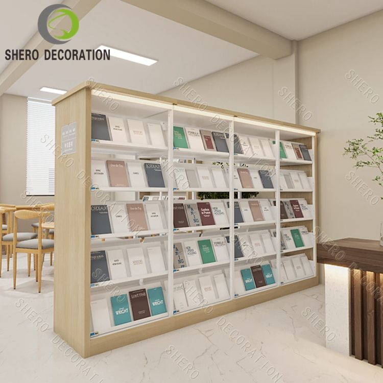 High End Shop Design Showcase Shelves Fixtures Modern Bookstore Books Library Design School Library Furniture